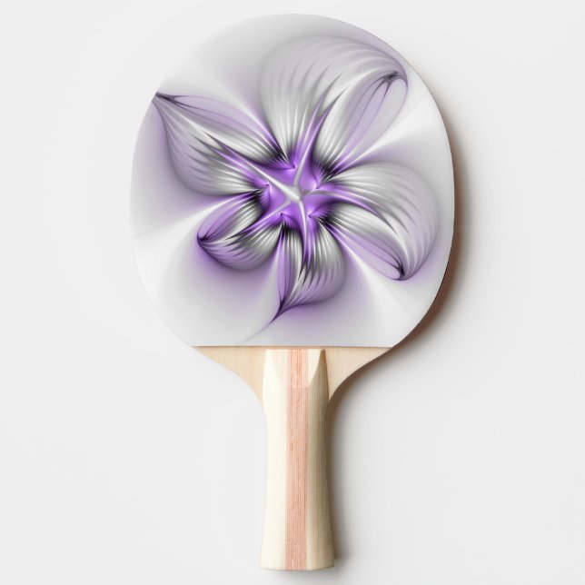 Blommig Elegans Modern Abstrakt Violett Fraktal Ko Pingisracket (Framsidan)