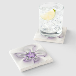 Blommig elegans modern abstrakt violett fraktal ko stenunderlägg