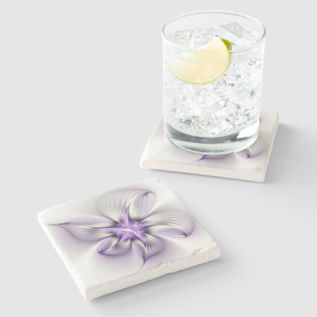 Blommig elegans modern abstrakt violett fraktal ko stenunderlägg (Sidan)
