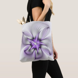 Blommig elegans modern abstrakt violett fraktal ko tygkasse