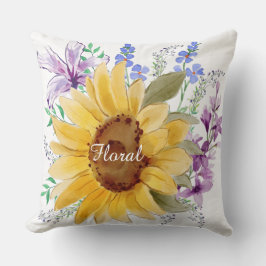 Blommig elegant akvarell söt dekorativ sommar kudde
