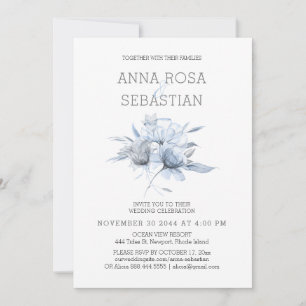 *~* Blommig Elegant AR15 BRÖLLOP Blå Ros RSVP + Inbjudningar