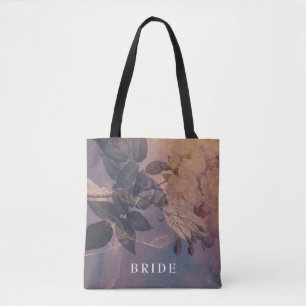 Blommig Elegant Boho Lila Fantasi Brud Att Vara Tygkasse
