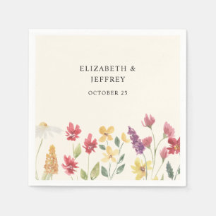 Blommig Elegant Boho Sommar Vildblommor Bröllop Pappersservett