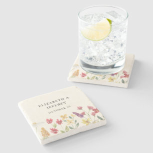 Blommig Elegant Boho Sommar Vildblommor Bröllop Stenunderlägg