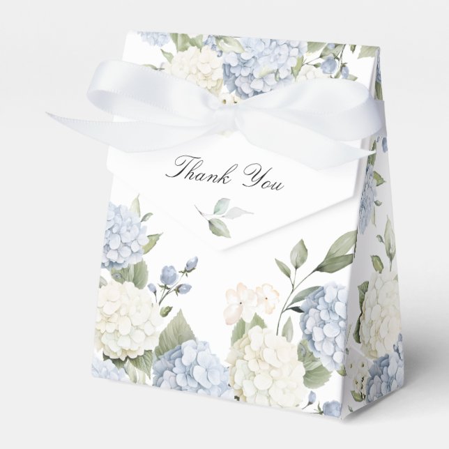 Blommig Elegant Dammblå Hortensia Bröllop Presentaskar (Framsidan Sidan)