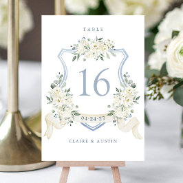 Blommig Elegant Dammig Blå Vit Kamrat Bordsnummer