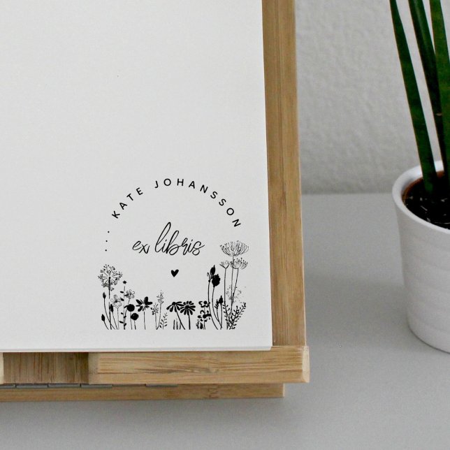 Blommig Elegant Ex Libris Anpassad Bok Stämpel (Skapare uppladdad)