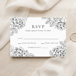 Blommig Elegant Hortensia Bröllop RSVP Inbjudningar