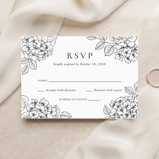 Blommig Elegant Hortensia Bröllop RSVP Inbjudningar (Skapare uppladdad)
