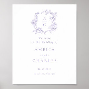 Blommig Elegant Hydrangea Crest Bröllopsvälkomst Poster