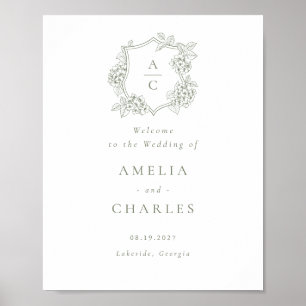 Blommig Elegant Hydrangea Crest Bröllopsvälkomst Poster