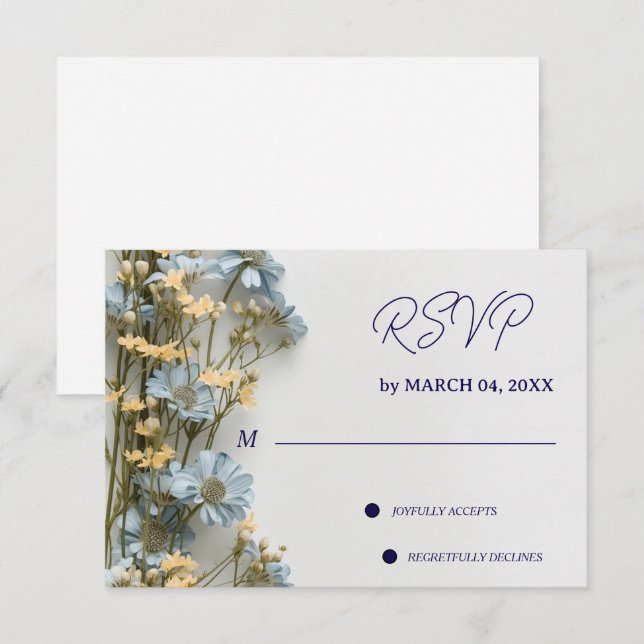 Blommig Elegant Klassisk Bröllops RSVP OSA Kort (Fram/baksida)