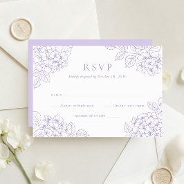 Blommig Elegant Lila Hortensia Bröllop RSVP Inbjudningar