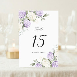 Blommig Elegant Lila Hortensia Grönska Bröllop Bordsnummer