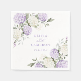 Blommig Elegant Lila Hydrangea Grönska Bröllop Pappersservett
