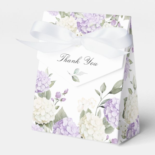 Blommig Elegant Lila Syren Hortensia Bröllop Presentaskar (Framsidan Sidan)