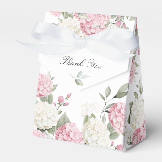 Blommig Elegant Rosa Hydrangea Bröllop Presentaskar (Framsidan Sidan)