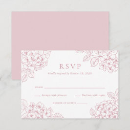 Blommig Elegant Rosa Hydrangea Bröllop RSVP Inbjudningar