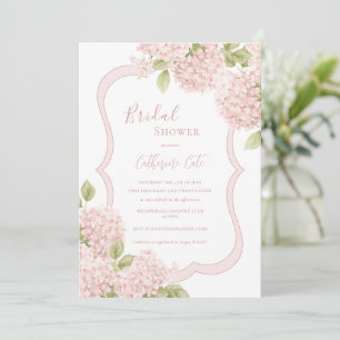 Blommig Elegant Rosa Hydrangea Bröllopsdusch Inbjudningar