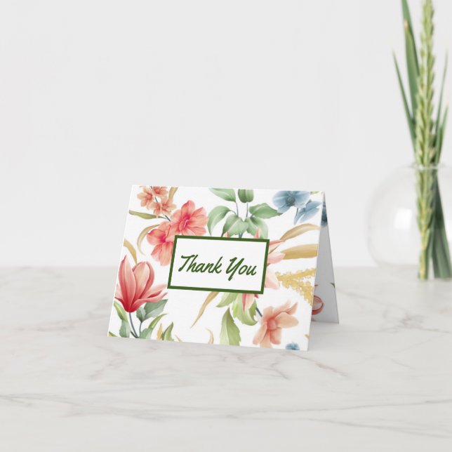 Blommig Elegant  Tack Kort (Framsida)