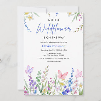 Blommig En liten vildblomma Baby Shower Inbjudningar