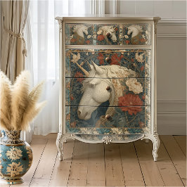 Blommig enhörning i William Morris-stil