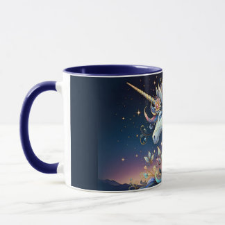 Blommig Enhörning Natt Fantasi Mugg