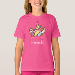 Blommig Enhörning Personlig Färgrik T Shirt