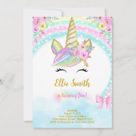 Blommig Enhörningsinbjudan Inbjudningar