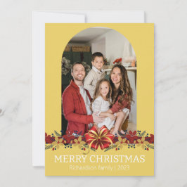 Blommig Enkel Elegant Familj Jul Foto Julkort