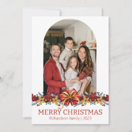 Blommig Enkel Elegant Familj Jul Foto Julkort
