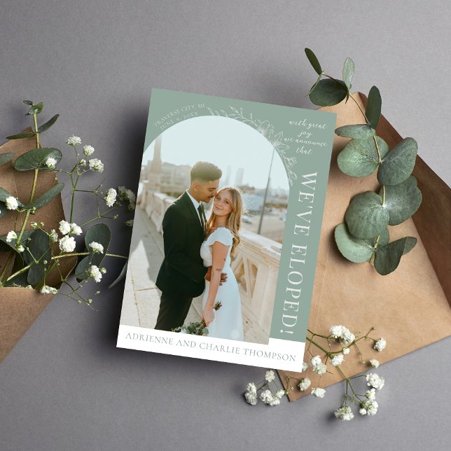 Blommig Enkelhet 1 Modern Grön Elopement Meddelande (Skapare uppladdad)