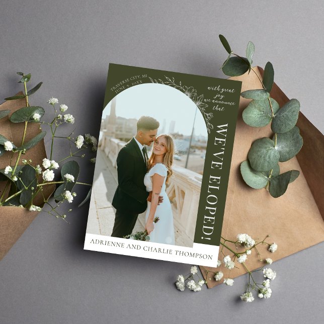 Blommig Enkelhet 1 Modern Grön Elopement Meddelande (Skapare uppladdad)