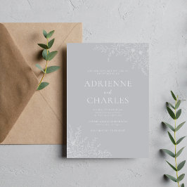 Blommig Enkelhet 1 Sterling Grå Minimal Bröllop Inbjudningar
