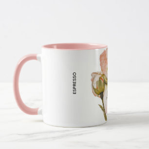 Blommig espressokopp – vit och rosa nyans mugg
