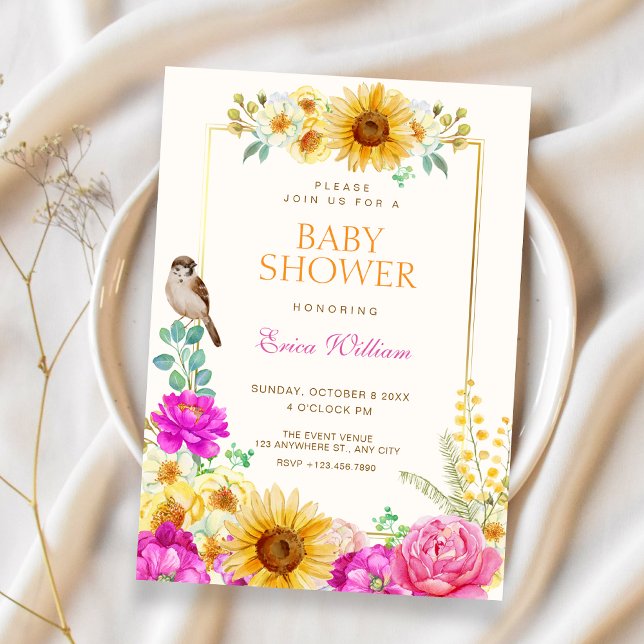 Blommig estetisk baby shower inbjudningar (Skapare uppladdad)