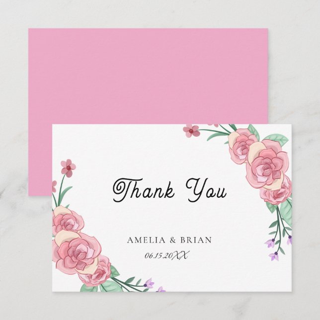 Blommig eukalyptus bröllop tackkort tack kort (Fram/baksida)