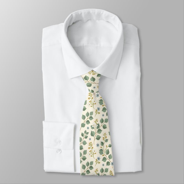 Blommig eukalyptus sömlöst mönster slips (Bunden)
