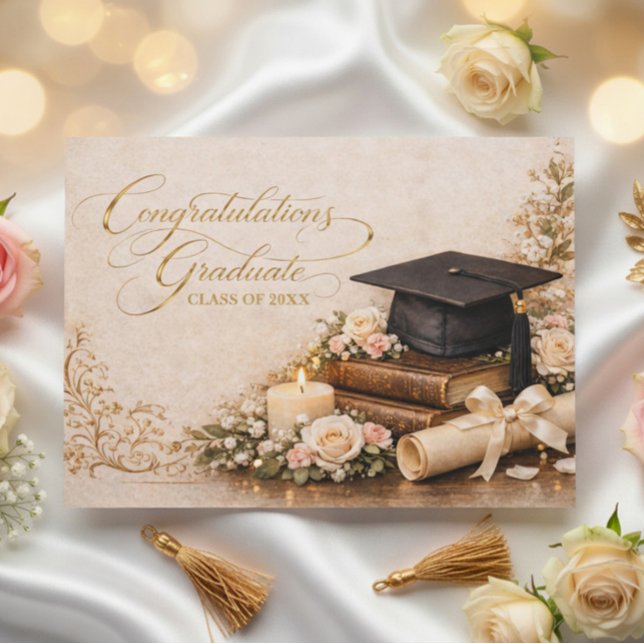 Blommig examensgratulationskort julkort (Skapare uppladdad)