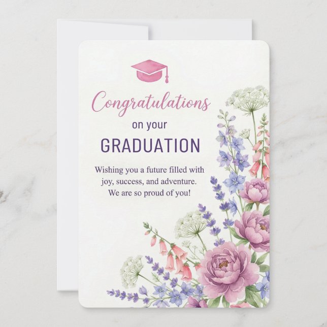 Blommig examenskort tryckbar | Grattis Inbjudningar (Framsida)