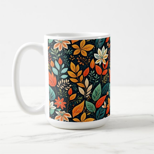 Blommig exotisk blommönster kaffemugg (Vänster)