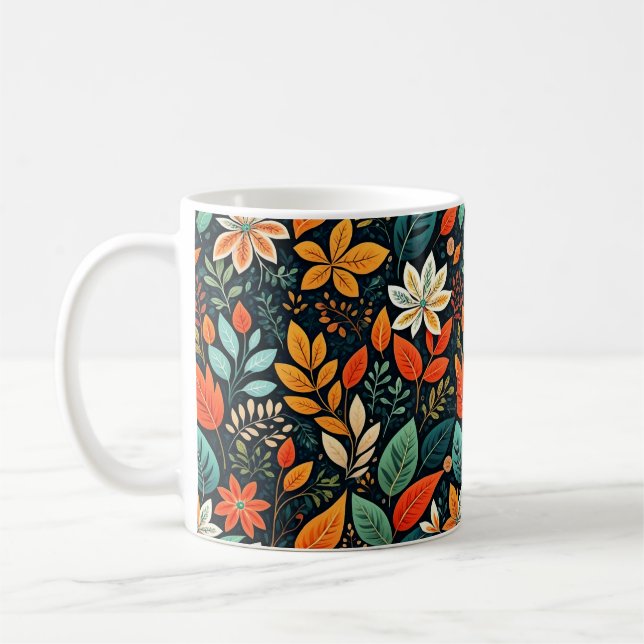 Blommig exotisk blommönster kaffemugg (Vänster)