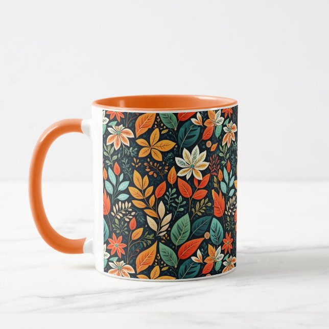 Blommig exotisk blommönster mugg (Vänster)