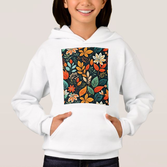 Blommig exotisk blommönster t shirt (Framsida)