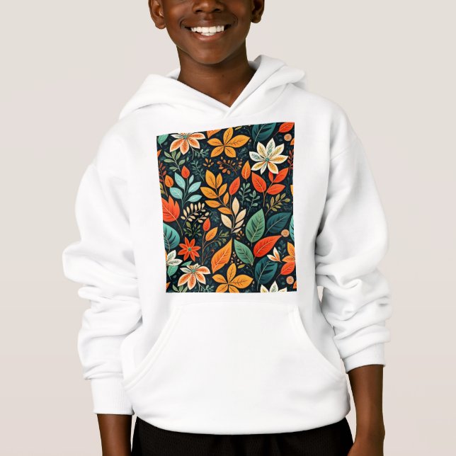 Blommig exotisk blommönster t shirt (Framsida)