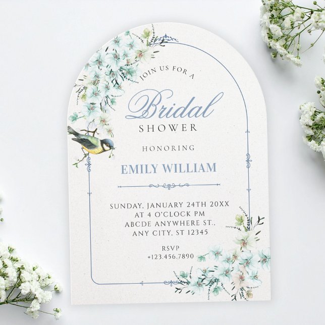 Blommig fågel bröllopsdusch inbjudningar (Skapare uppladdad)