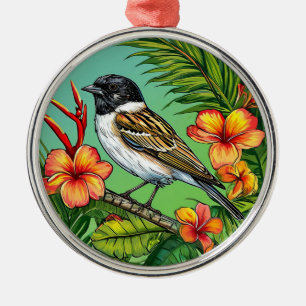 Blommig Fågel Ornament Dekorativ Design