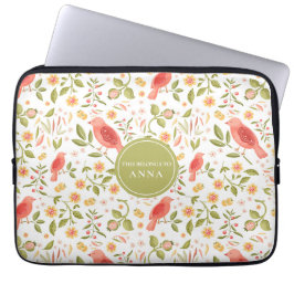 Blommig fågelmönster – Elegant botanisk design Laptop Fodral
