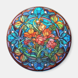 Blommig Falsk Glasmosaik Magnet